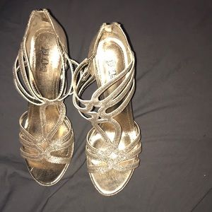 Gold sparkle heels